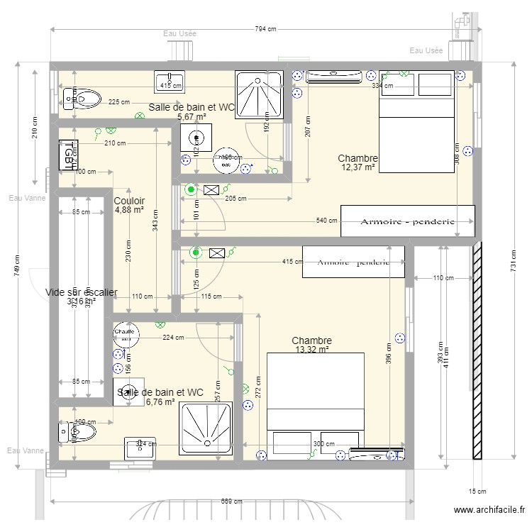 Extention2 Garage. Plan de 12 pièces et 87 m2