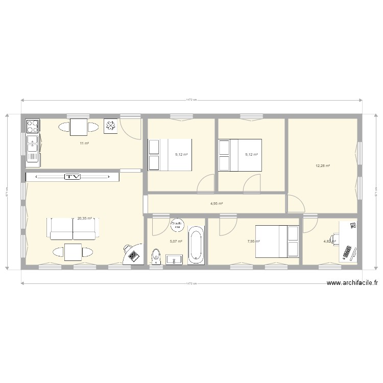 maison futur ne pas supprimer. Plan de 9 pièces et 85 m2