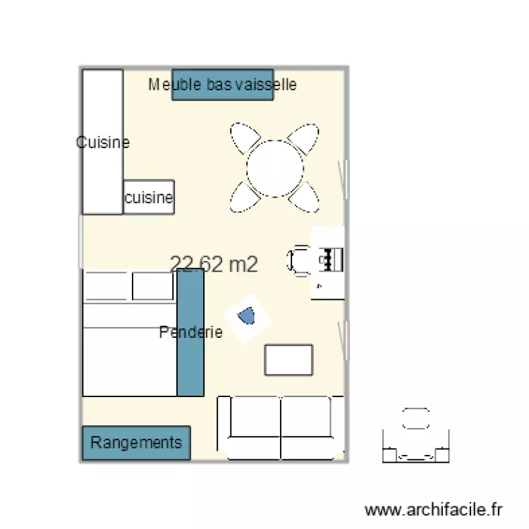 Plan – Studio 22 m2 – Par Lol75 ️ | ArchiFacile