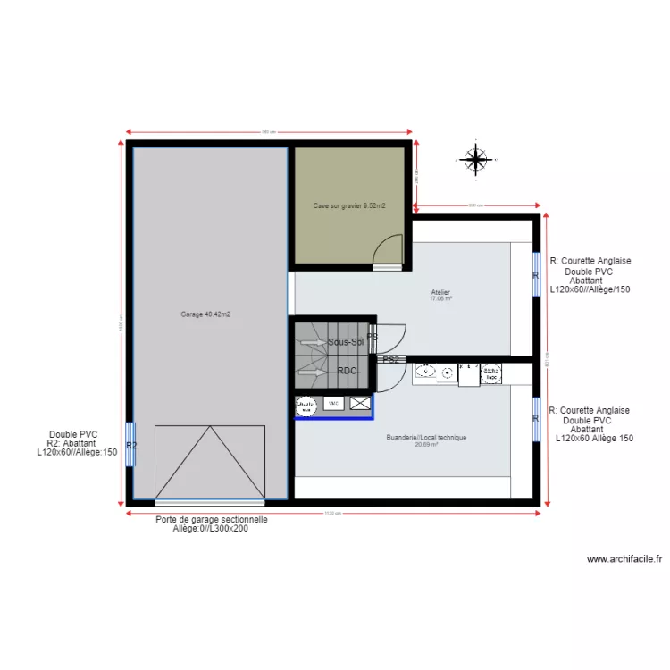 Plan Cercier version mur en 30. Plan de 