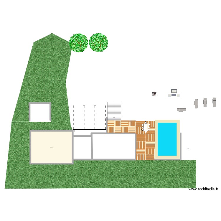 Ext Cieurac Piscine V2. Plan de 1 pièce et 59 m2