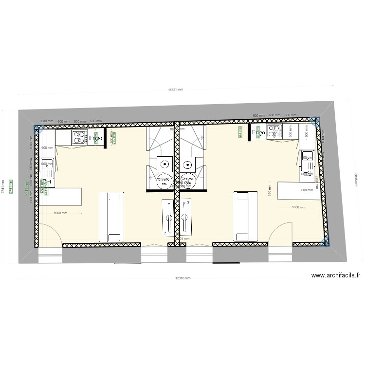 SCI sureau rdc 1. Plan de 1 pièce et 51 m2