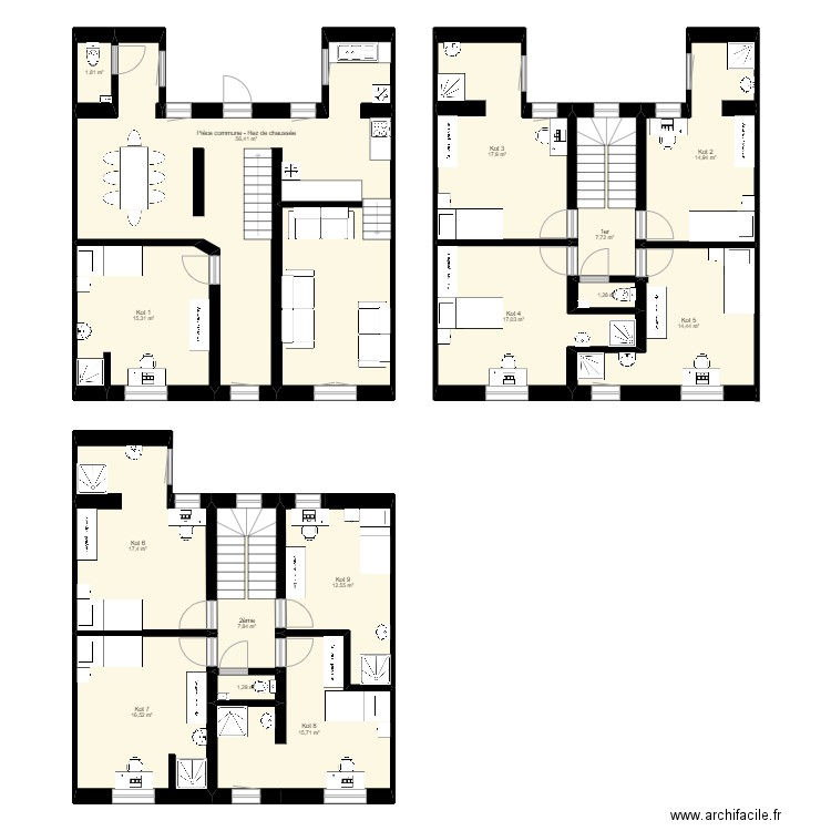 Laboratoire 24 - version 2. Plan de 15 pièces et 218 m2