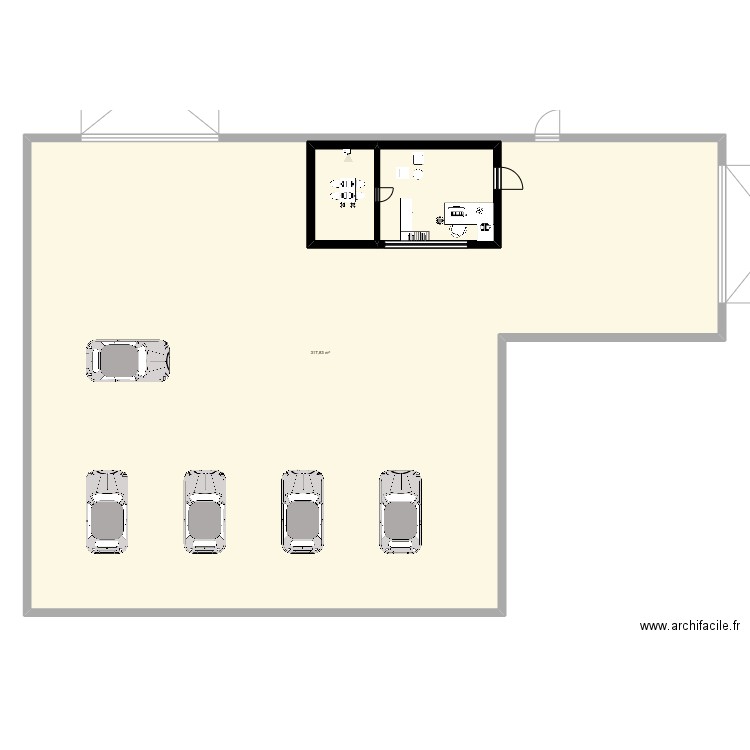 plan atelier . Plan de 3 pièces et 366 m2