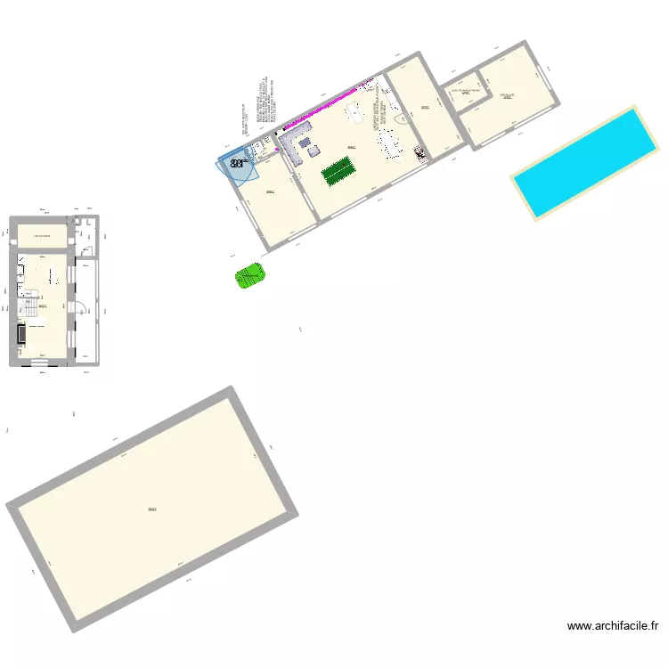 HANGAR SDB AVEC EVACUATION EXISTANTES. Plan de 