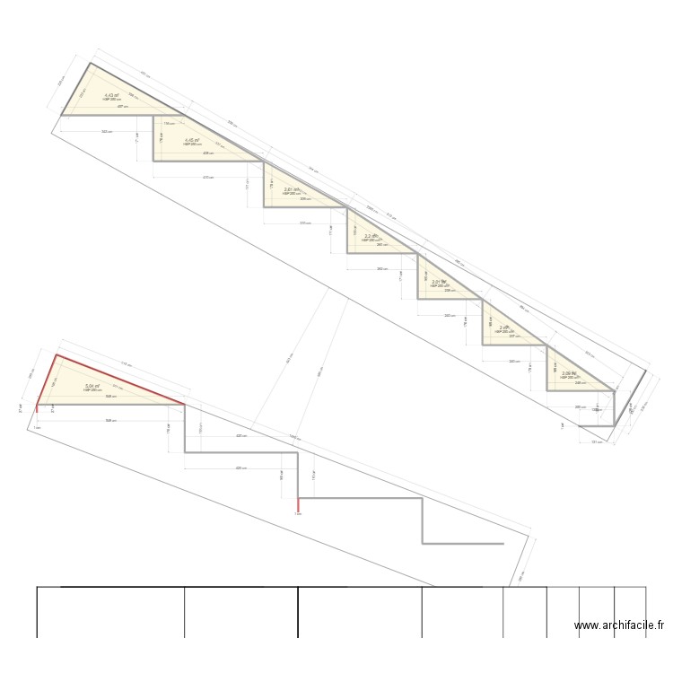 Plan limon escalier. Plan de 8 pièces et 25 m2