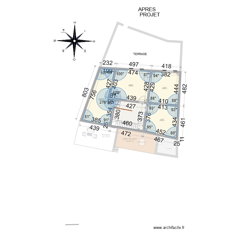 Plan avec etage OK. Plan de 8 pièces et 217 m2