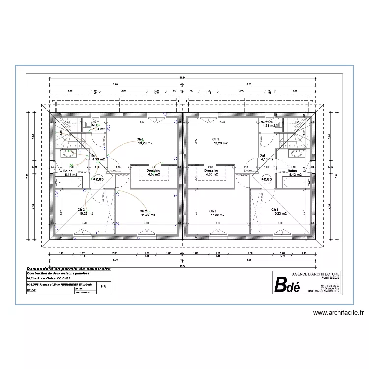 villas jumel&eacute;es aprieux etage. Plan de 