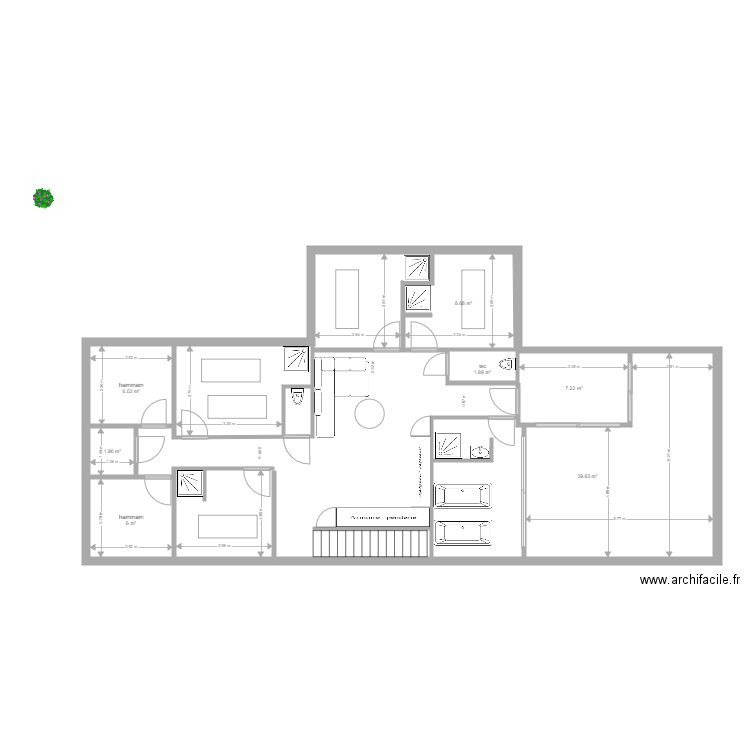 étage salon esthétique . Plan de 0 pièce et 0 m2