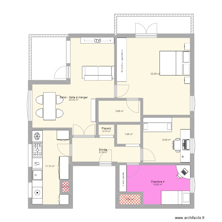 Apart Alameda 2. Plan de 11 pièces et 90 m2