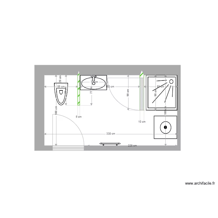 salle de bain bas. Plan de 