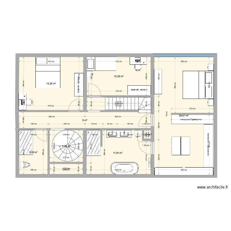 Projet Stephanie et David. Plan de 15 pièces et 151 m2