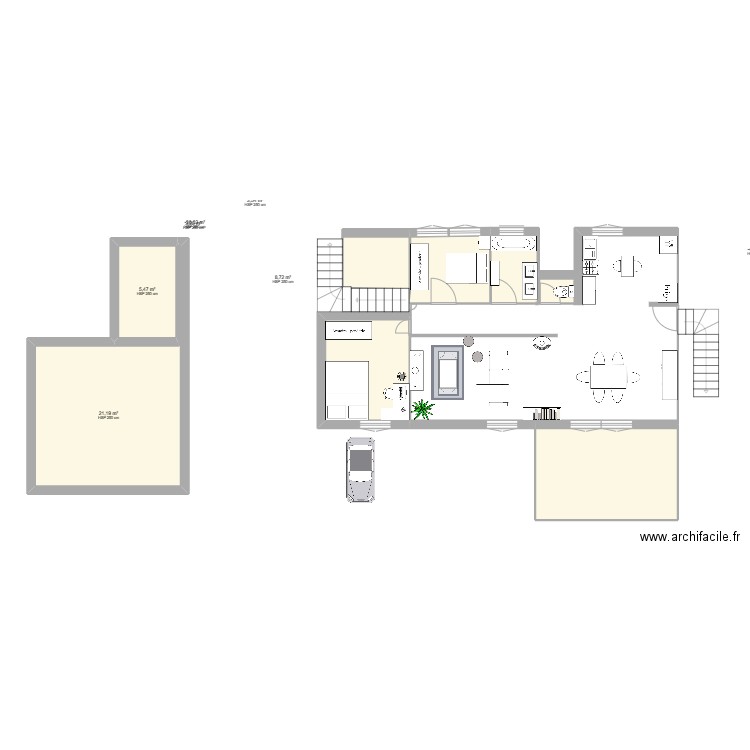 maison quevreville . Plan de 8 pièces et 62 m2