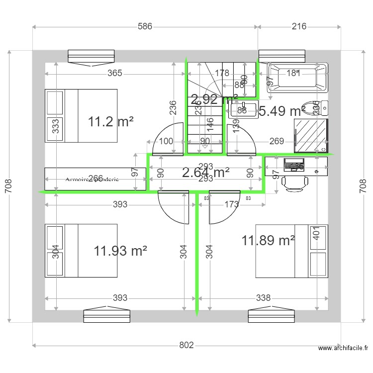 MANIEZ / HIELSCHER ETAGE 5. Plan de 6 pièces et 46 m2