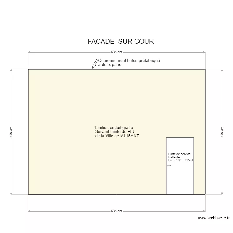 PLAN DE FACADE GARAGE sur COUR PIGNON. Plan de PLAN DE FACADE GARAGE sur COUR PIGNON. Plan de