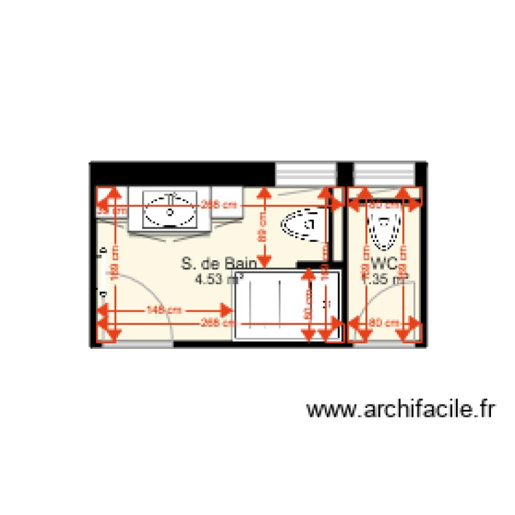 Sanitaires 1. Plan de 0 pièce et 0 m2