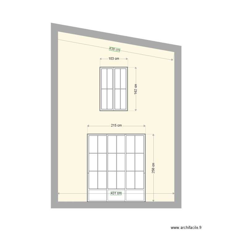 facade delaplace. Plan de 1 pièce et 25 m2