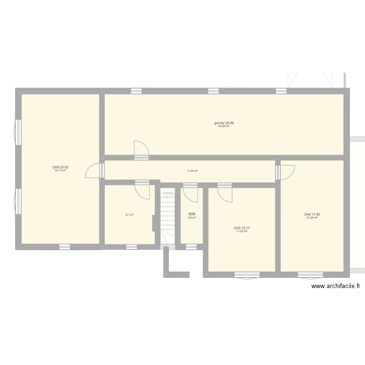 1 hent er douar gwen. Plan de 17 pièces et 307 m2