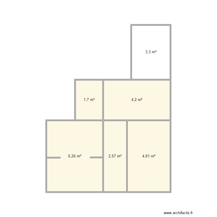 titre. Plan de 6 pièces et 23 m2