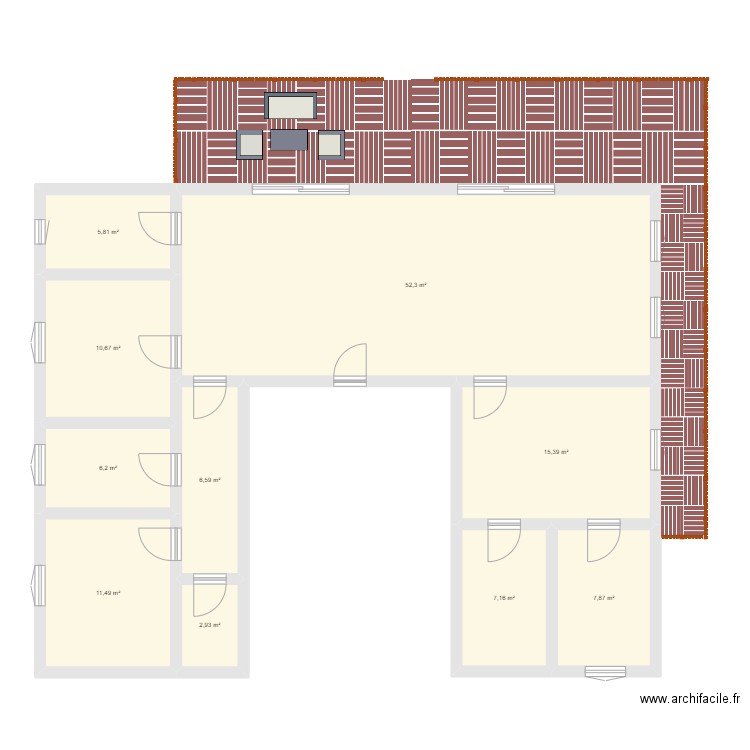 Projet Construction. Plan de 10 pièces et 126 m2