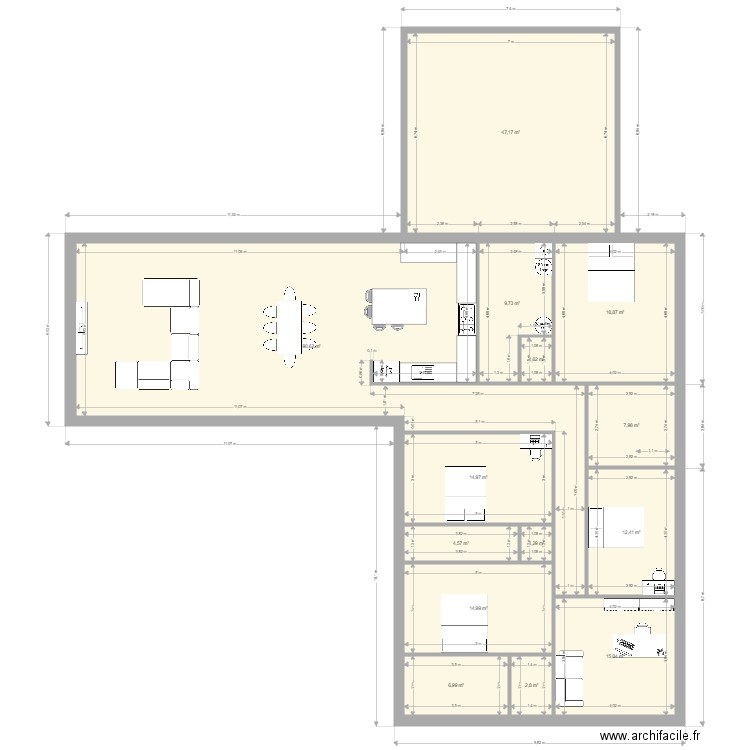 NOVELLE VIE. Plan de 14 pièces et 250 m2