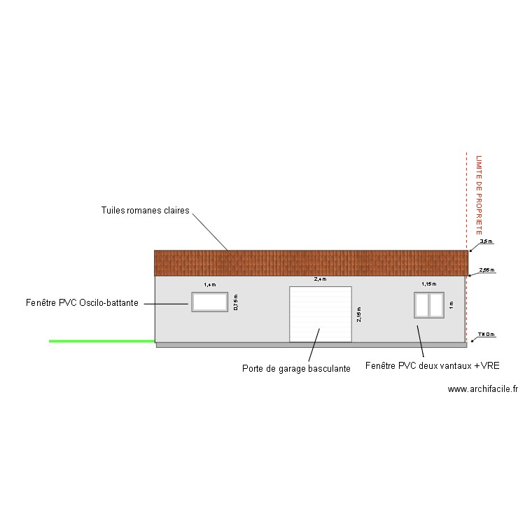 Extension Abri de jardin Façade SUD. Plan de 0 pièce et 0 m2