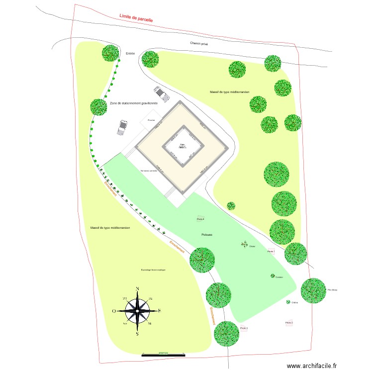 Plan de masse existant piscine avant. Plan de 2 pièces et 272 m2