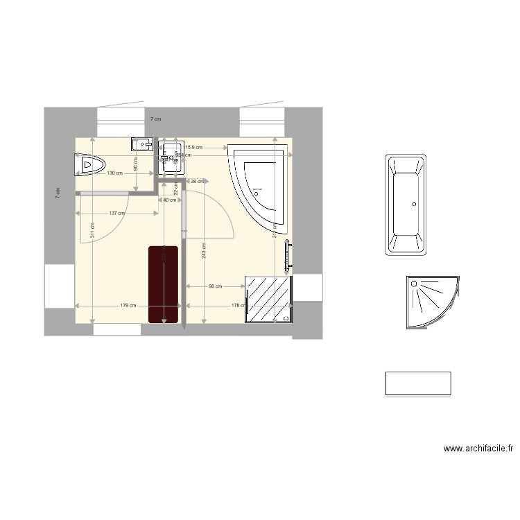 salle de bains rdc 7 avril 2021 3ème. Plan de 0 pièce et 0 m2