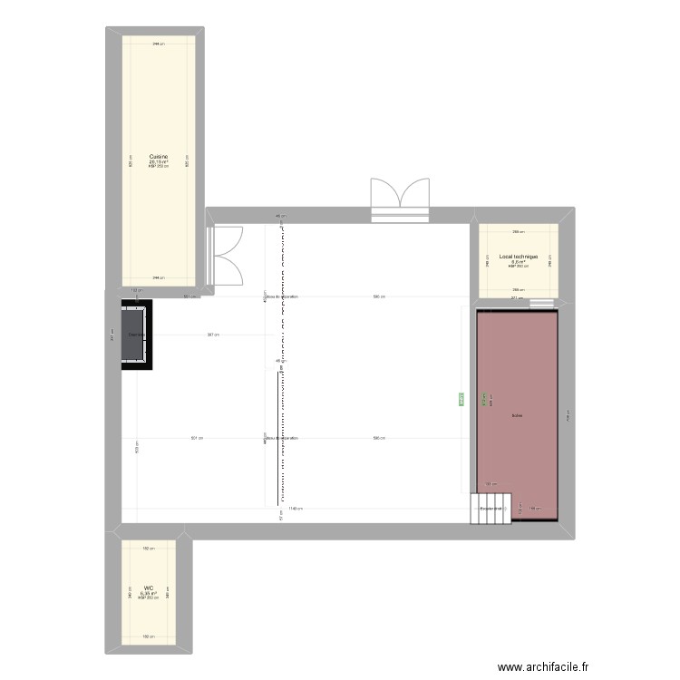 Fac Castillon. Plan de 3 pièces et 33 m2