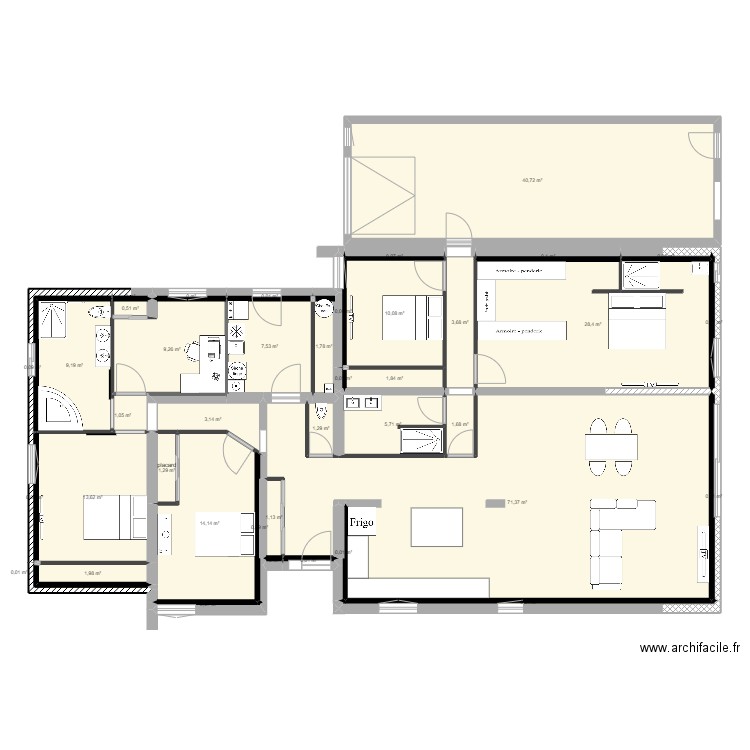 villa lignan fini+isolant. Plan de 40 pièces et 231 m2