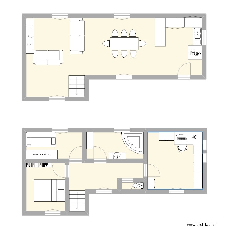 maisonHutt1er etage. Plan de 6 pièces et 87 m2