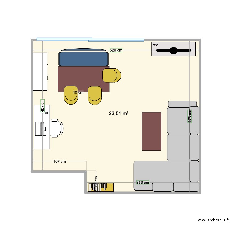 Salon #4. Plan de 1 pièce et 24 m2