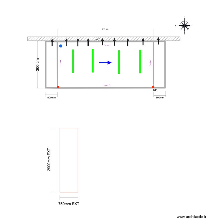 Coleman. Plan de 3 pièces et 22 m2