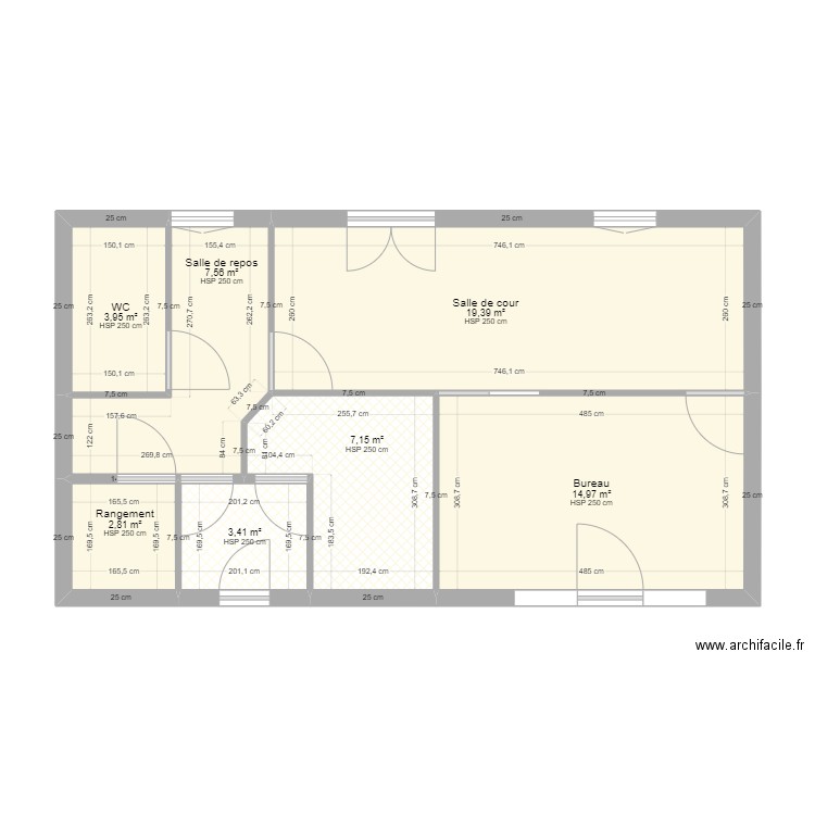 plan définitif auto école. Plan de 7 pièces et 59 m2