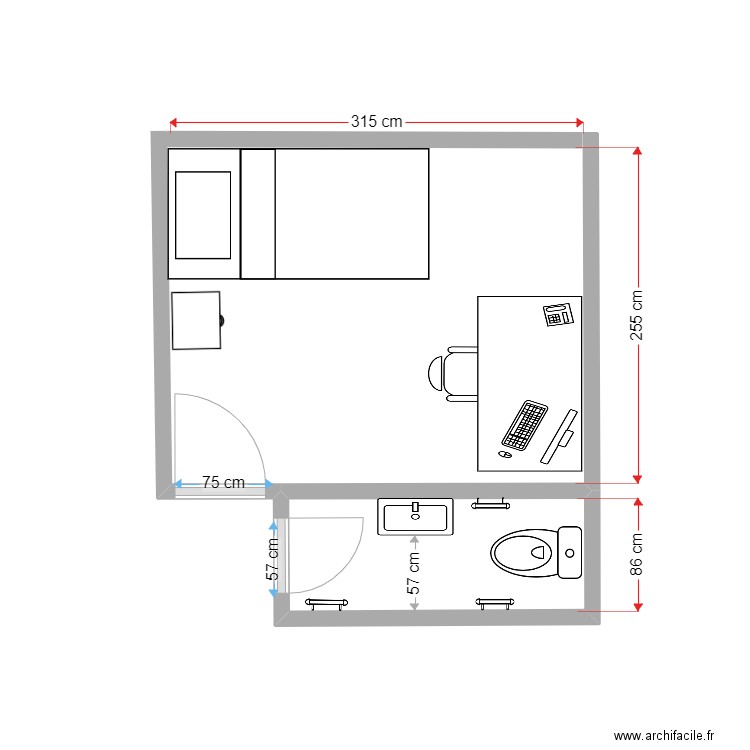 WAGNER RDC. Plan de 1 pièce et 2 m2