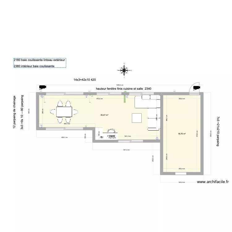 terrasse maison boute. Plan de 