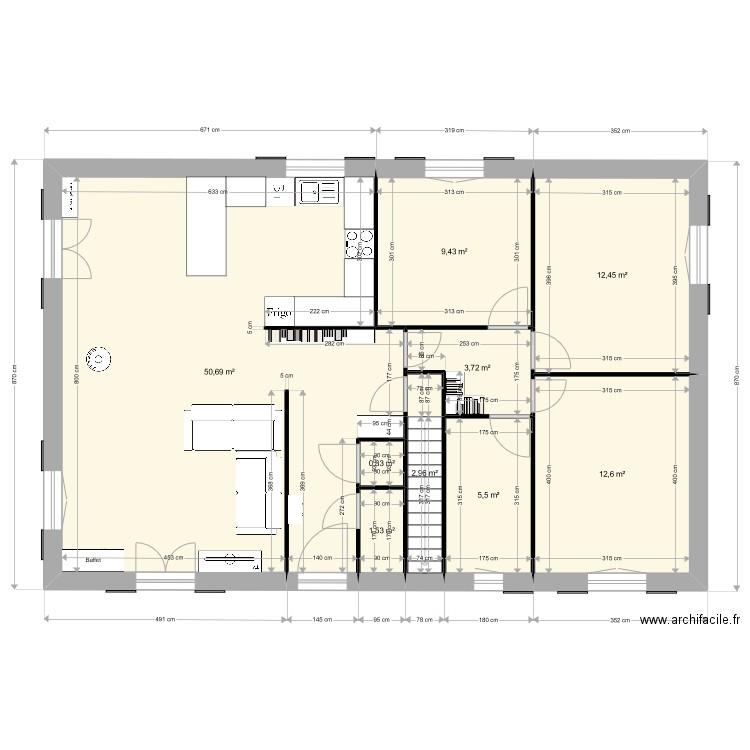 longes1 meuble. Plan de 9 pièces et 100 m2