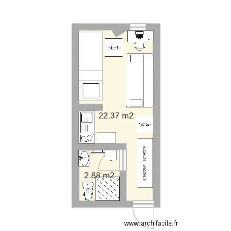 studio 26m2 KB. Plan de 0 pièce et 0 m2