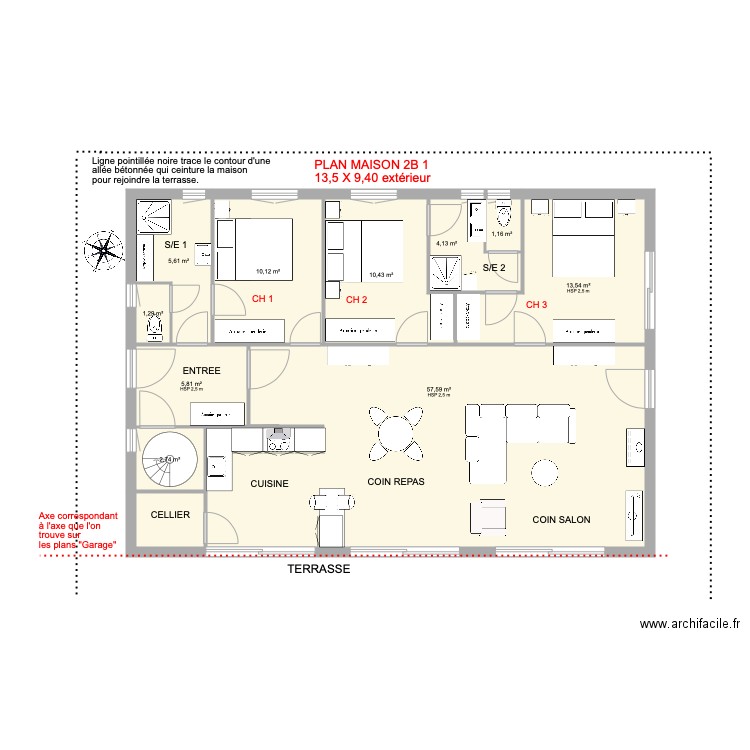 Partie Maison 2 b1. Plan de 0 pièce et 0 m2