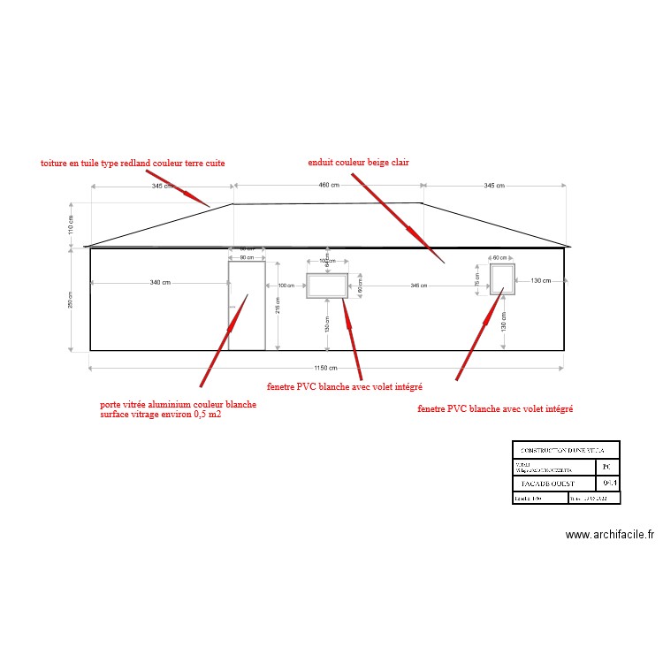 fred facade ouest corrigee. Plan de 0 pièce et 0 m2