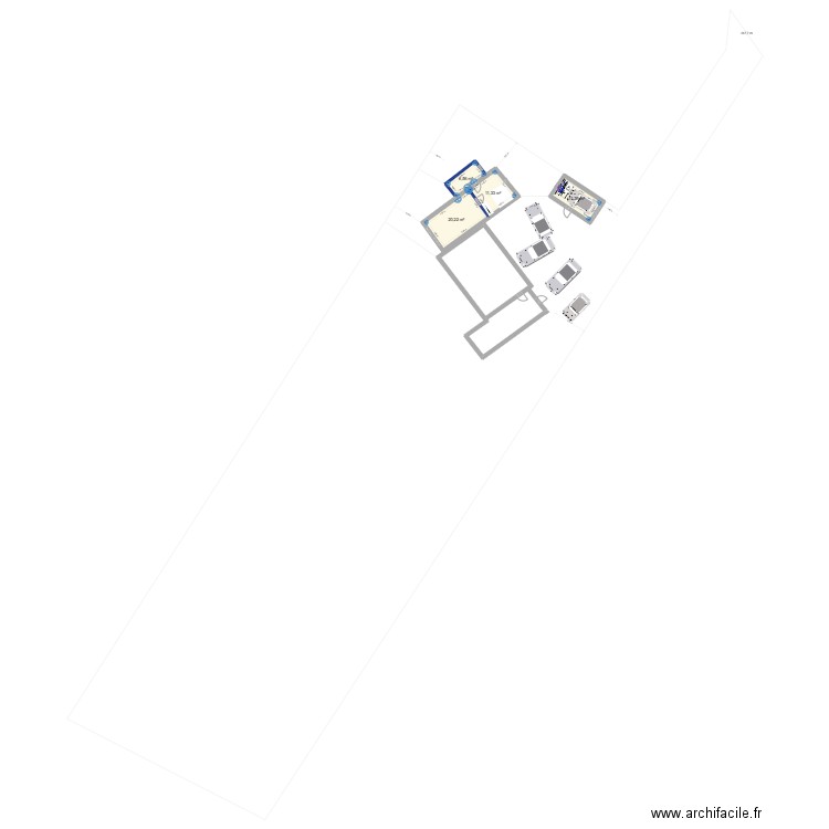 Terrain Pouldon. Plan de 5 pièces et 70 m2