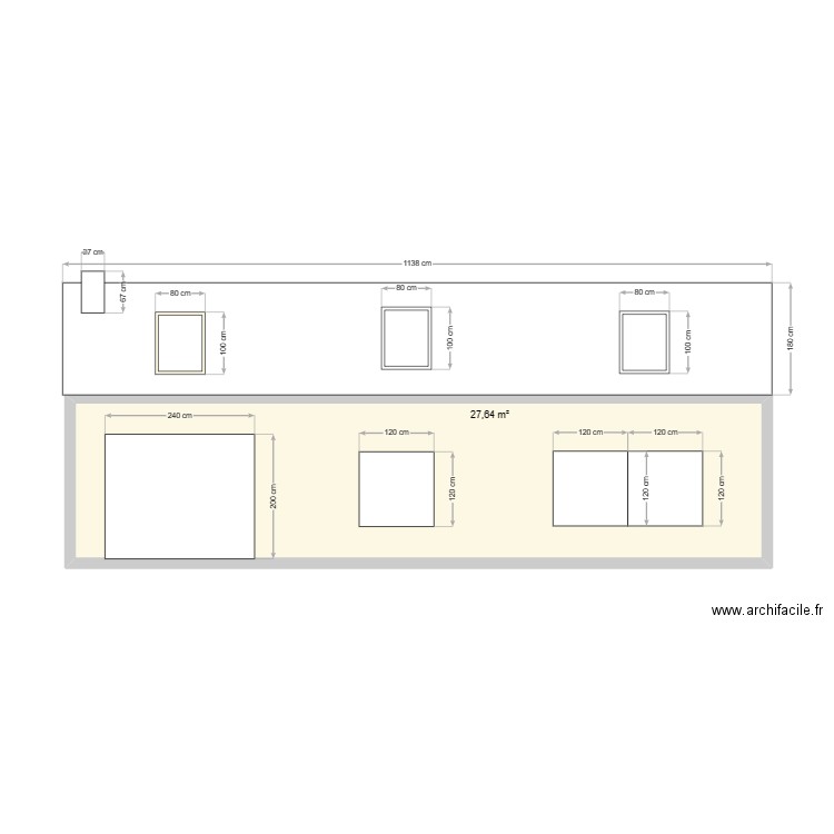 Chne Maison vs1. Plan de 1 pièce et 28 m2