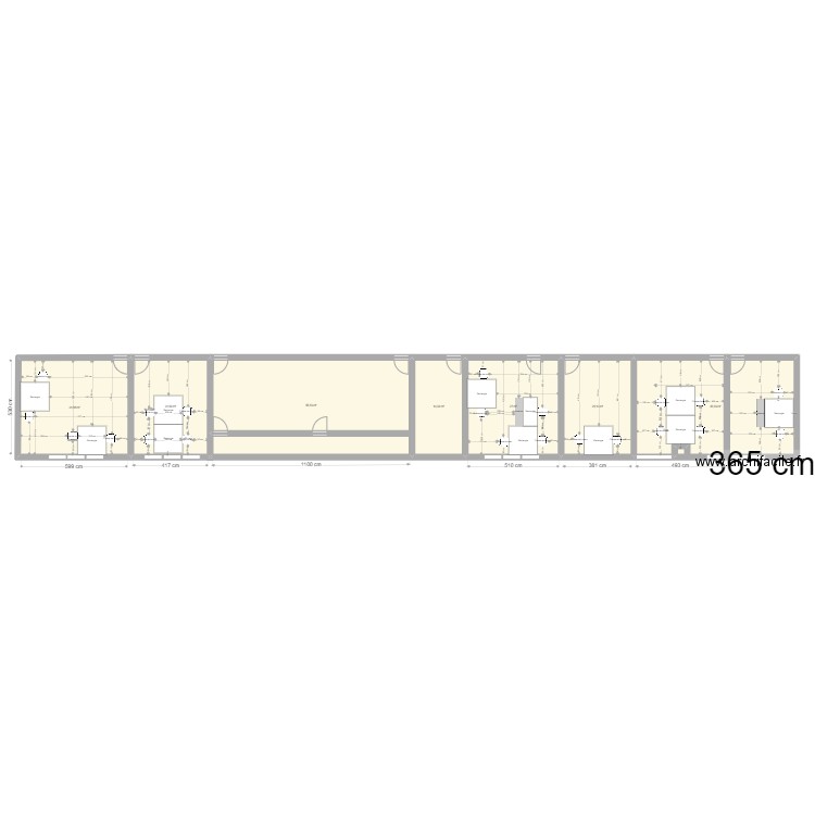 Mezzanine Marcq. Plan de 7 pièces et 216 m2