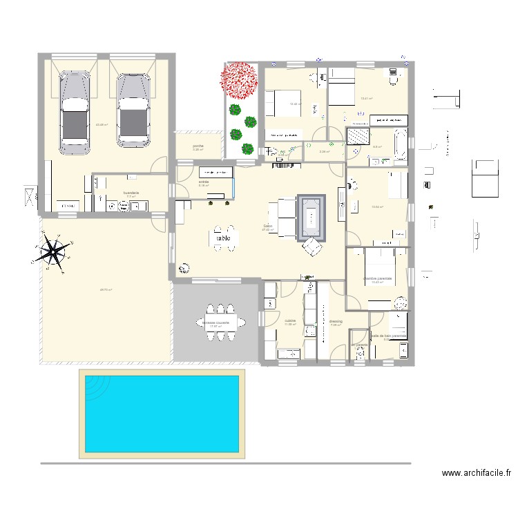 plan B . Plan de 18 pièces et 260 m2