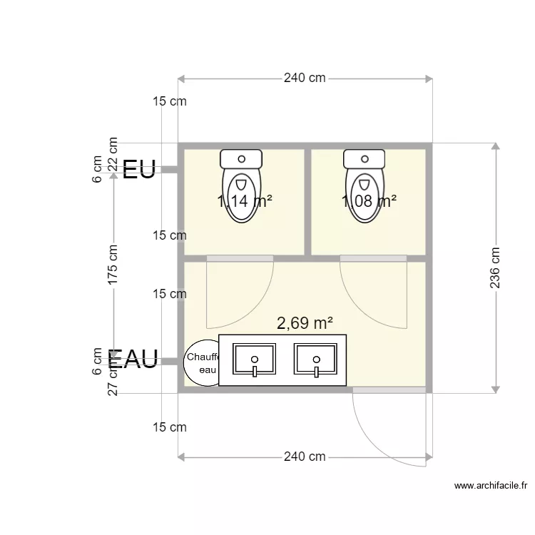 SANITAIRE ACSI 0506J. Plan de 