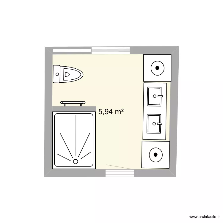 Salle de bains rdc. Plan de 