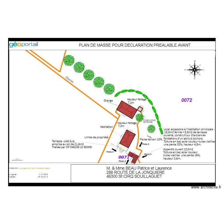 PLAN DE MASSE LOCAL ACCESSOIRE AVANT. Plan de 0 pièce et 0 m2