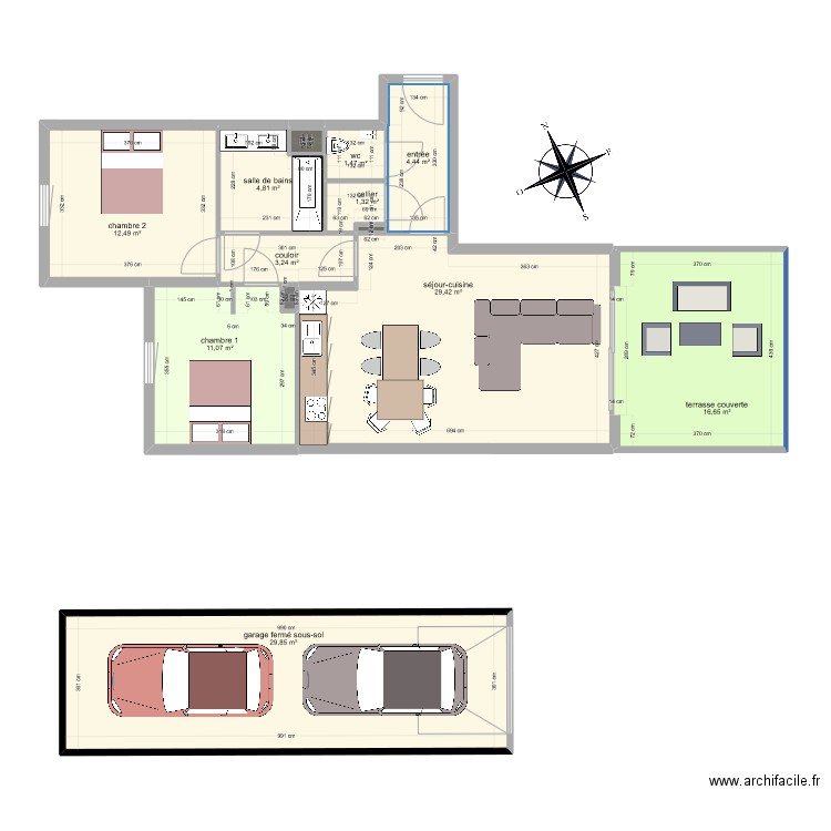 CINNA BEAUBOIS. Plan de 13 pièces et 115 m2