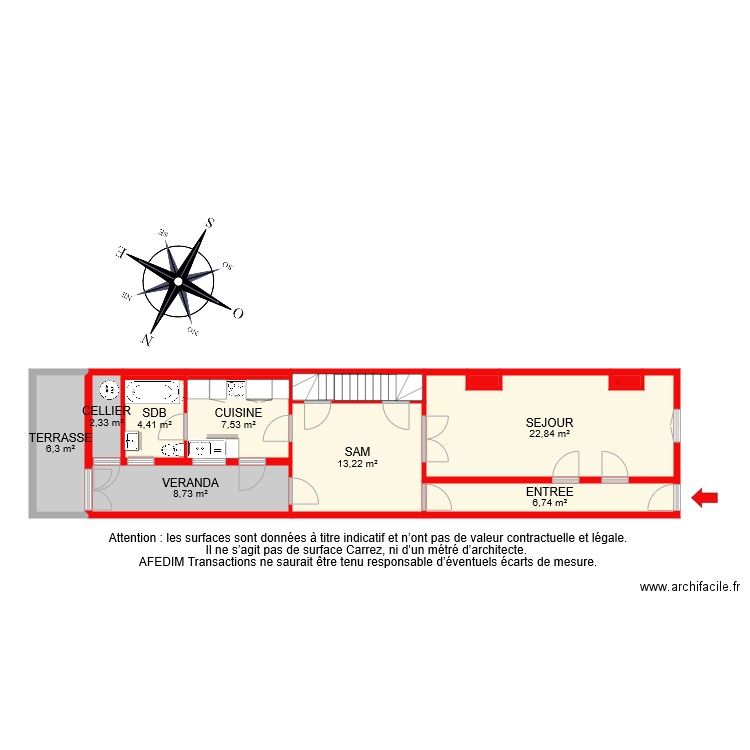 BI 7825 PASCAL. Plan de 13 pièces et 76 m2