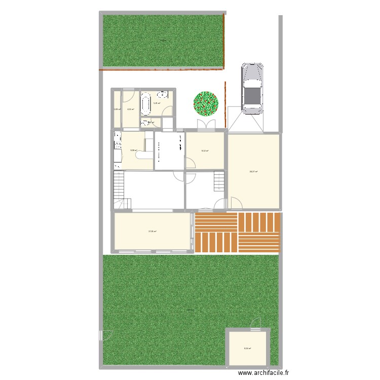 Yelen. Plan de 9 pièces et 81 m2